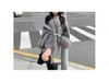 Women's Autumn Wool Coat with Furry Sleeves and Noble Collar