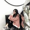 2025 Women's Korean Style Color Block Retro Stripe Hoodie - Spring/Autumn Casual Loose Fit