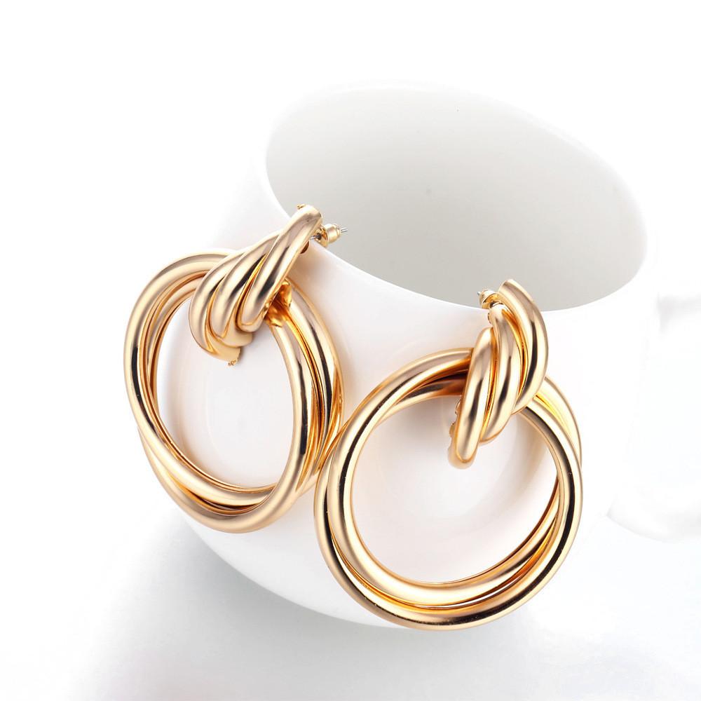 Geometric Elegant Gold Earrings For Women Contemporary Alloy Fashion Jewelry