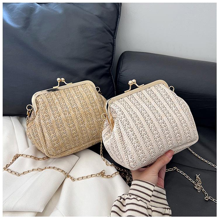 Fashion Women Crossbody Knit Bag Party Banquet Glitter Bag for Ladies Exquisite Wedding Clutch Handbag Shoulder Bag Chain