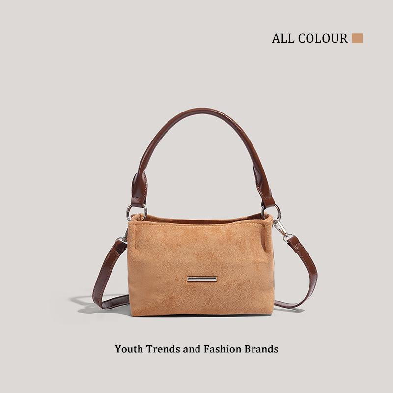 

Autumn hand bucket bag, high-end texture niche design handbag, simple and versatile single shoulder messenger bag коричневый