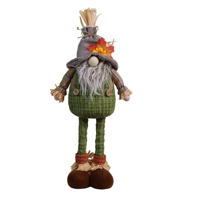 

Decorative Rudolf Gnomes Stuffed Doll, Maple Leaf Craft for Autumn Displays зелёный