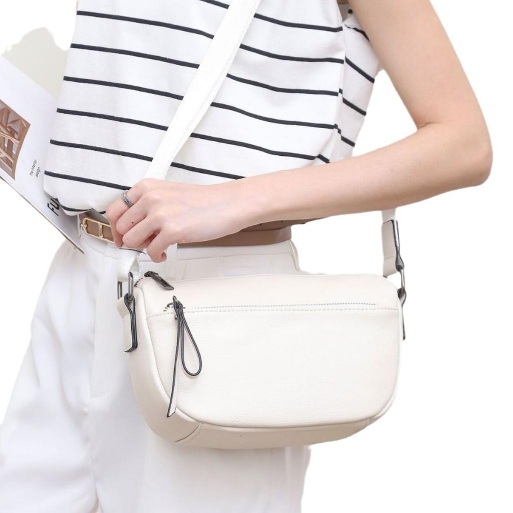 Cowhide Shoulder Women's Bag, Large Capacity Women's Fashion Simple Tote Bag Practical Commuter Bag Multi-zipper