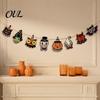 Halloween Ornament Collection 8Pcs Bunting Banner, Pumpkin Ghost Bat Witch Cartoon Hanging Garland, Decorative Props for Dessert Shops Retro
