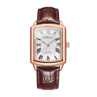 Square Waterproof Roman Analogue Watch with Leather Antique Simple and Stylish Square Watch for Men Perfect Gift for or Christmas Men's Watch Strap,