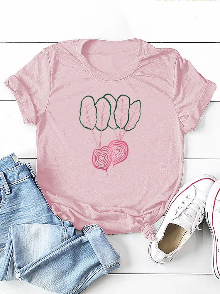 Double Radish Print Women T Shirt Short Sleeve O Neck Loose Women Tshirt Ladies Tee Shirt Tops Camisetas Mujer