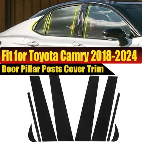 Black Window Pillar Post Molding Cover Trim Sticker Fits 2018-2024 Toyota Camry