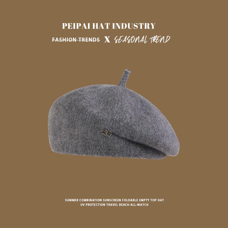 Beret autumn and winter face little girl painter hat versatile classic British retro newsboy hat