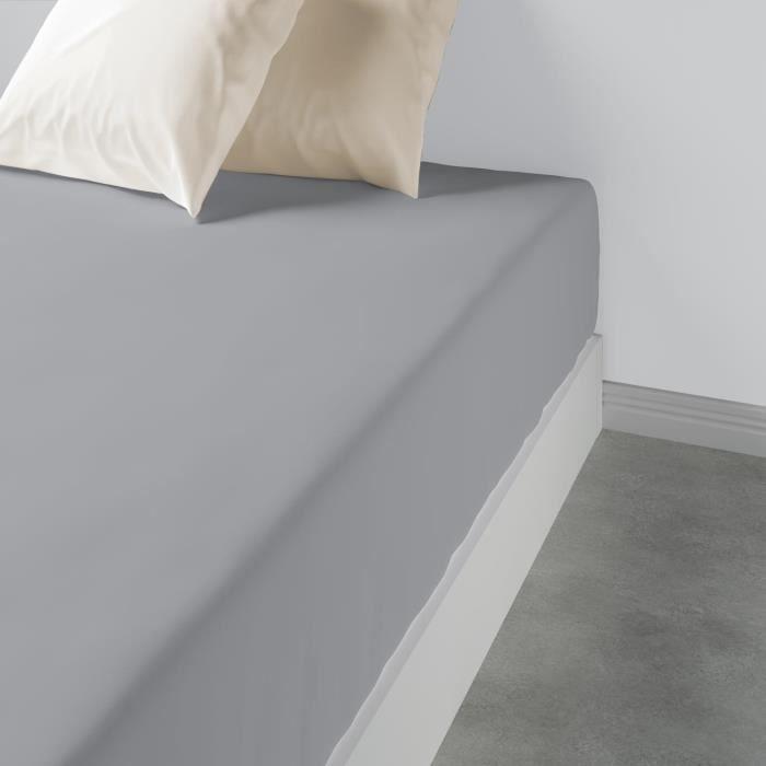 Fitted Sheet - Les Ateliers Du Linge - Light Grey - 160 X 200 X 35 Cm - 100% Cotton - Tight Weave 57 Threads