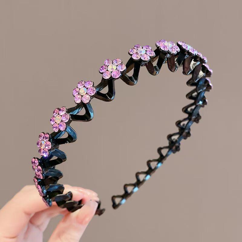 Hair Tidying Headband for Women, Face Washing Headband with Teeth, Non-slip, High Top Head, Temperament Pressure Hair Water Drill Headband