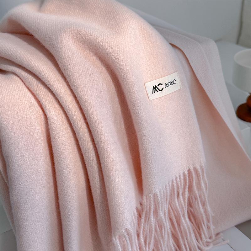 Cachecol Inverno Feminino Sólido 26 Cores Quente Espesso Caxemira Xale Moda Exterior Luxo Franjas Pashmina Envoltório Senhora Cachecóis à Prova de Vento