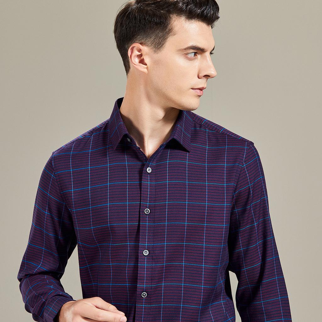 High-end Business Plaid Long-Sleeved Shirt for Men
