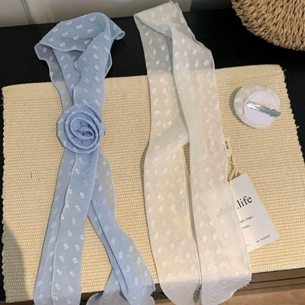 Detachable Design Chiffon Scarf Thin Material Polka Dots Scarf Neck Scarf  Fashion Accessory