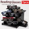 7-piece women's large-frame square reading glasses - reading glasses for both daily use and special occasions