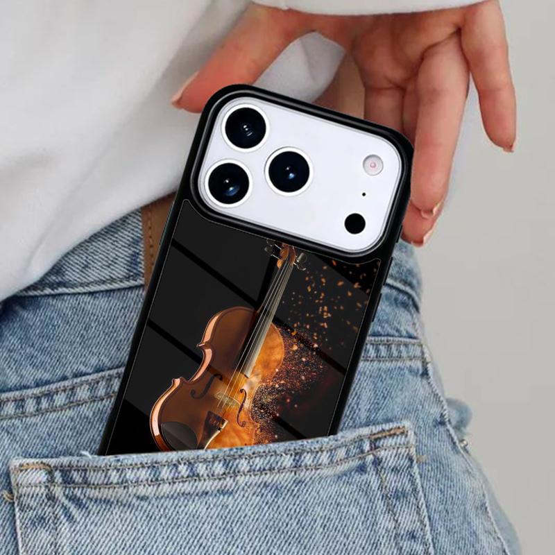 Musical Violin Guitar soft Phone Case for iPhone 17ProMax 12 13 14 15 16e 17 Pro Max Plus Air Cover
