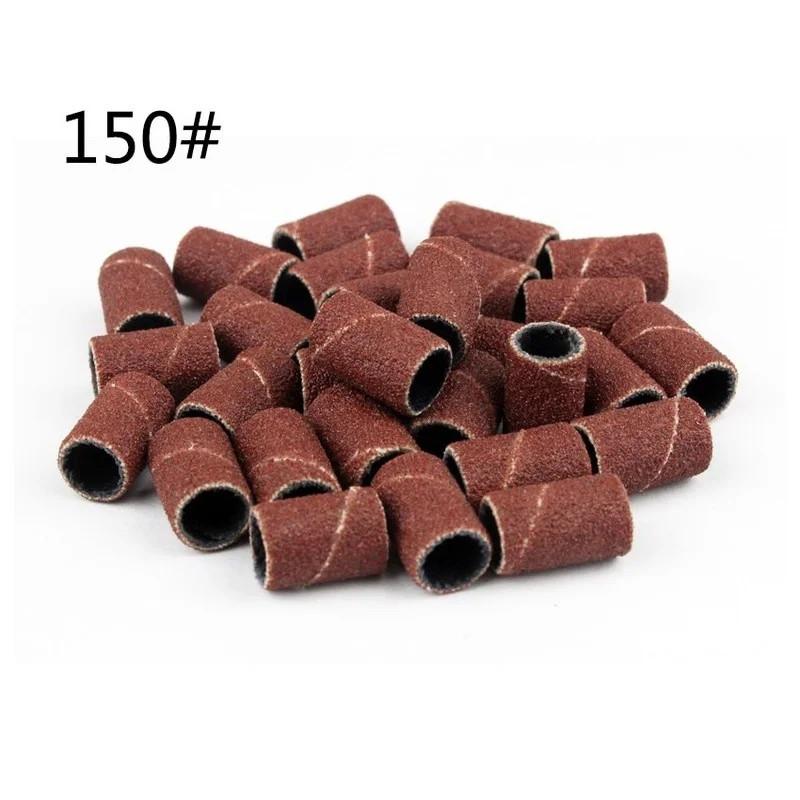 100Pcs Sanding Bands Grit File for Professional Manicure Pedicure Nail Electric Drill Machine Grinding Sand Ring Bit
