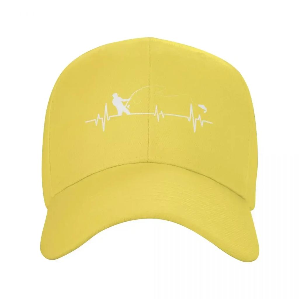 Personalized Fishing Heartbeat Baseball Cap for Unisex Women Adjustable FisherUnisex Fish Dad Hat Sports Snapback Hats Summer Caps