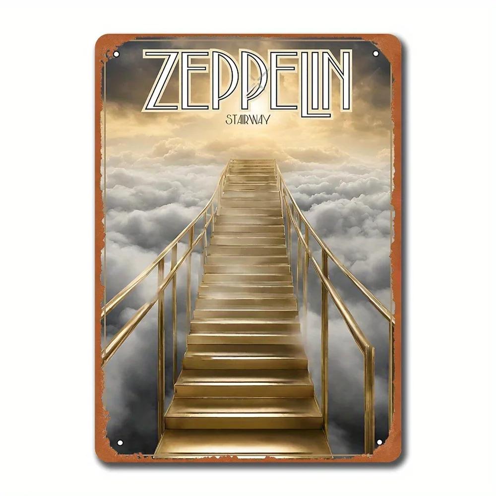 

LEDZEPPELINARTZ Светодиодный ЗЕППЕЛИНАРТЦ Железный Знак Led Zeppelin Stairway to Heaven - Винтажный Декор Стен, Рустикальное Подвесное Искусство для Кафе, Внутренних/Наружных Баров 20x30cm（7.8x11.8inch）