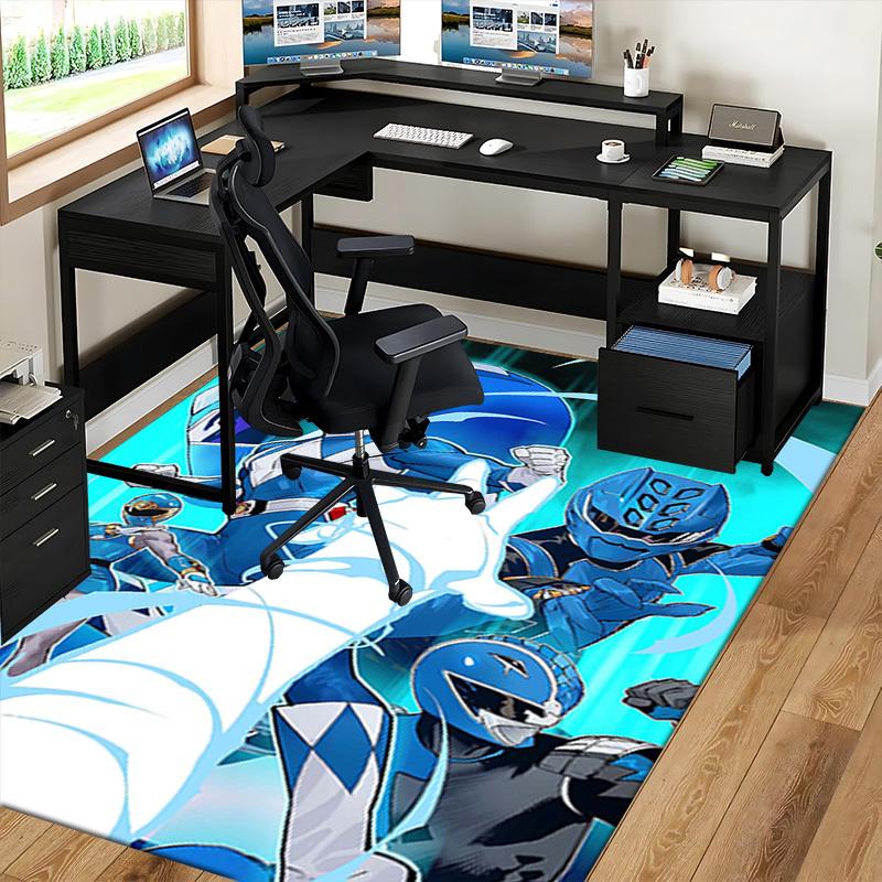1pc Blue Ranger Chair Mat: Anime Cartoon Design, Non-Slip Carpet for Office, Home Decor, Living Room, Bedroom, Game Room - Perfect Gift for Fans!Y054