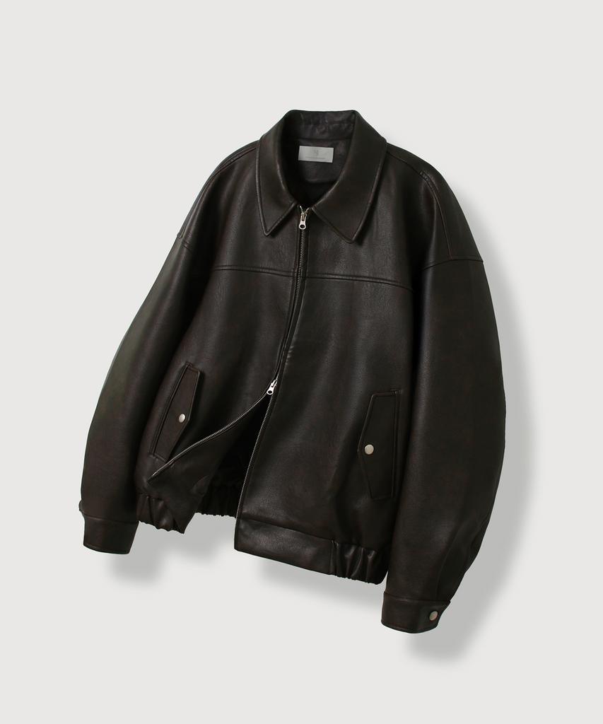 Mood Inside Leather Stitch Bomber Jacket_Brown