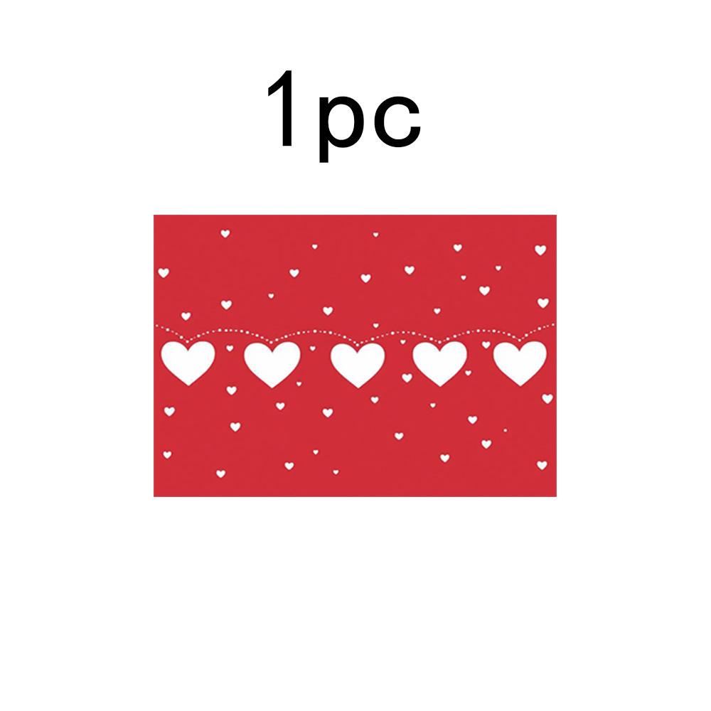 1pc or 4/6pcs Heart-Shaped Placemats - Red & Heart Pattern with Deer & Snowflake Design, Heat-Resistant Polyester Table Mats for Valentine'S Day