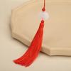 Double-Sided White Jade Lotus Tassel Fan Pendant - Antique Decoration Accessory