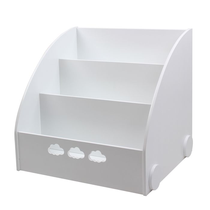 Bibliothèque enfant GINGER HOME CLOUD – Meuble à livres en bois blanc, 3 compartiments, design nuage, 64x53x59 cm