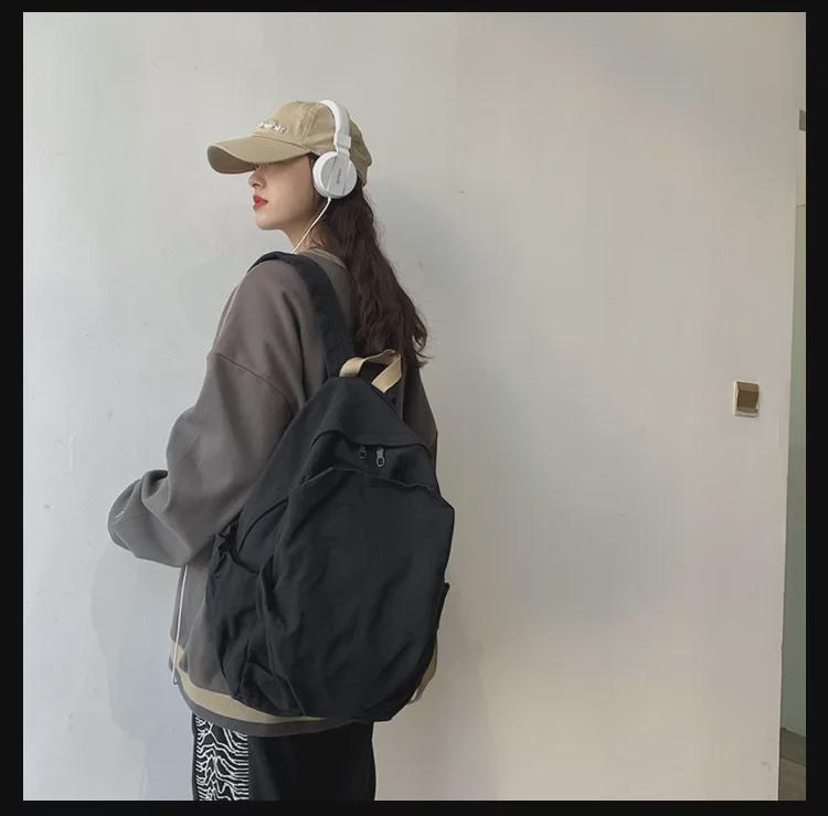 Retro Forest Canvas Backpack: Stylish Harajuku-Inspired Schoolbag for Girls