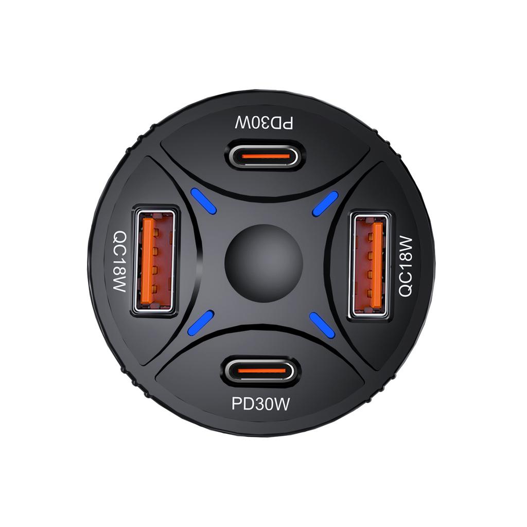 Ładowarka samochodowa 2xUSB-C 2xUSB-A 60W - czarna