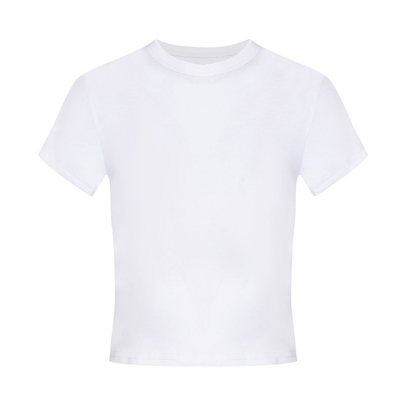 Basic Style Silm Pullover Tops round Neck Short Sleeve T-shirt