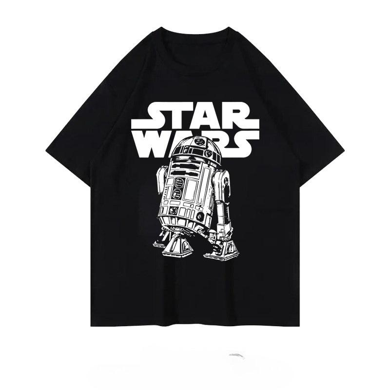 Star Wars Commemorative Edition Pure Cotton Men and Women Short Sleeved Cartoon Printed Short Sleeved Casual Parentchild Top