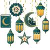 48 Pieces Spirals Party Decoration with Authentic Moon Star Designs Ramadans Accessories for Celebration and Gatherings