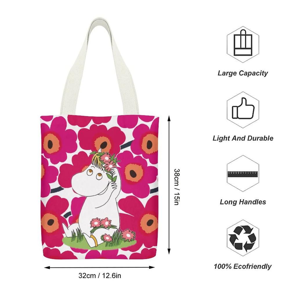 THEBEASTPIE Moomin Tote A4 Canvas Shopping Shoulder Large Capacity Canvas Bag with Perfect for Commuting to Work or Popular and Stylish Character Bag,