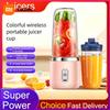 Xiaomi Portable Fruit Juice Blenders Summer Personal Electric Mini Bottle Home USB 6 Blades Double Cup Juicer Machine For Kitchen,Pink