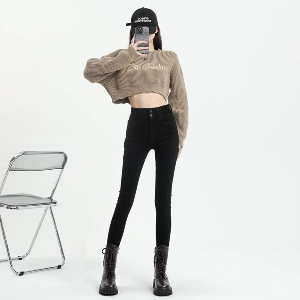 Casual skinny small-footed jeans women's autumn and winter 2025 new high-waisted and thin small pencil jeans