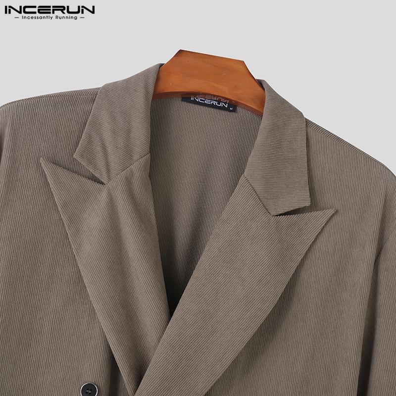 INCERUN Herren Frühling Langarm Korduroy Lange Overalls Lässig Reißverschluss Strampler