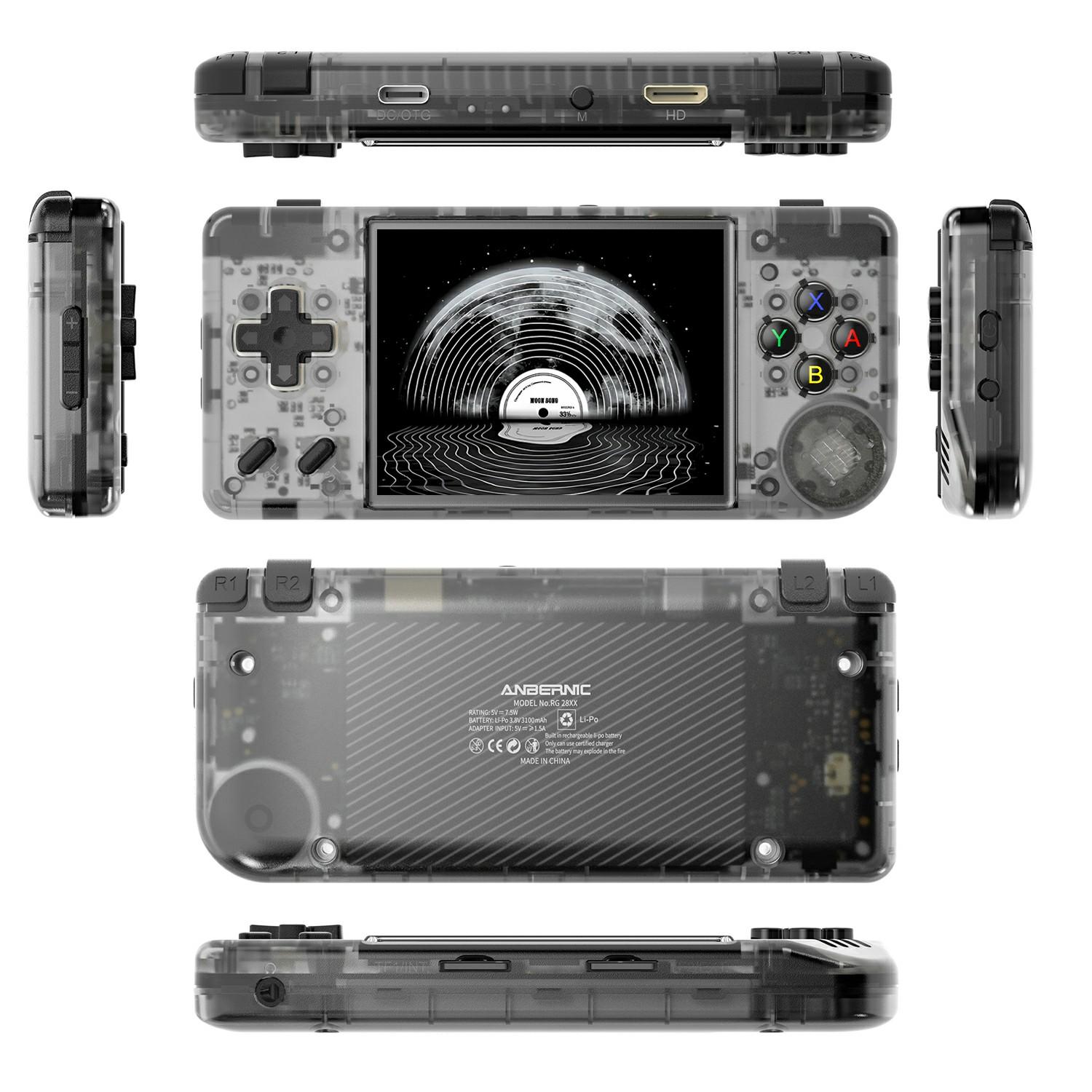 

AMPOWN RG28XX 32G Handheld Retro Arcade Game Console Portable Nostalgic Gaming Machine Transparent Black