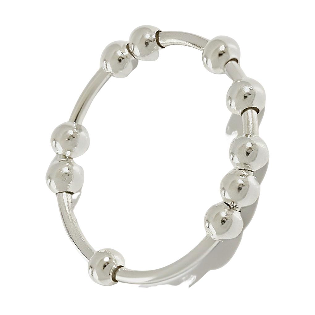 

Bead Ring Fidget Rings Simple Steel Jewelry Style Beads Stainless Rotation Gift Copper Anti-stress Free 16.1mm