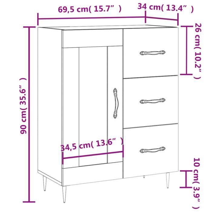 VidaXL Buffet blanc 69,5x34x90 cm bois d'ingénierie 830236