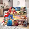 One Piece Artistic 2D Flannel Blanket, Cartoon Character Print for Sofa, Warm Travel Picnic Nap Blanket_LIAN