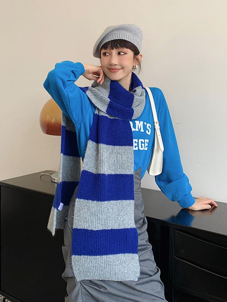 New  Knitted Women Scarf Winter Ladies Vintage Striped Scarves Pashmina Mujer Foulard Bufandas Wrap Shawls Unisex Men Pareo