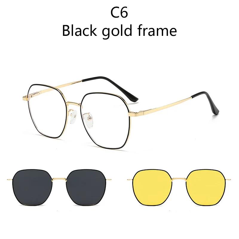 3 In1 Magnetic Clip Myopia Sunglasses Glasses Women Men Polarized Prescription Optical Big Frame Eyeglasses