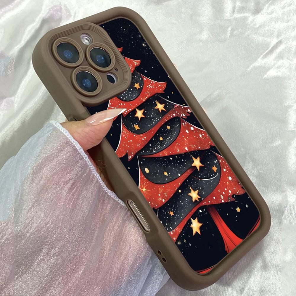 JT451 Red christmas Tree for iPhone 17 16 15 14 13 Pro Max Samsung S26 S25 Ultra A17 A07 A56 A16 Xiaomi 15T Redmi 15c 14C 13C Note 11 12 Soft Case