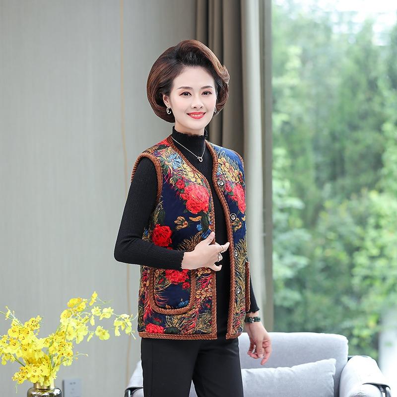 Autumn and winter velvet thickened vest thermal vest women's clothing old lady vest jacket vest