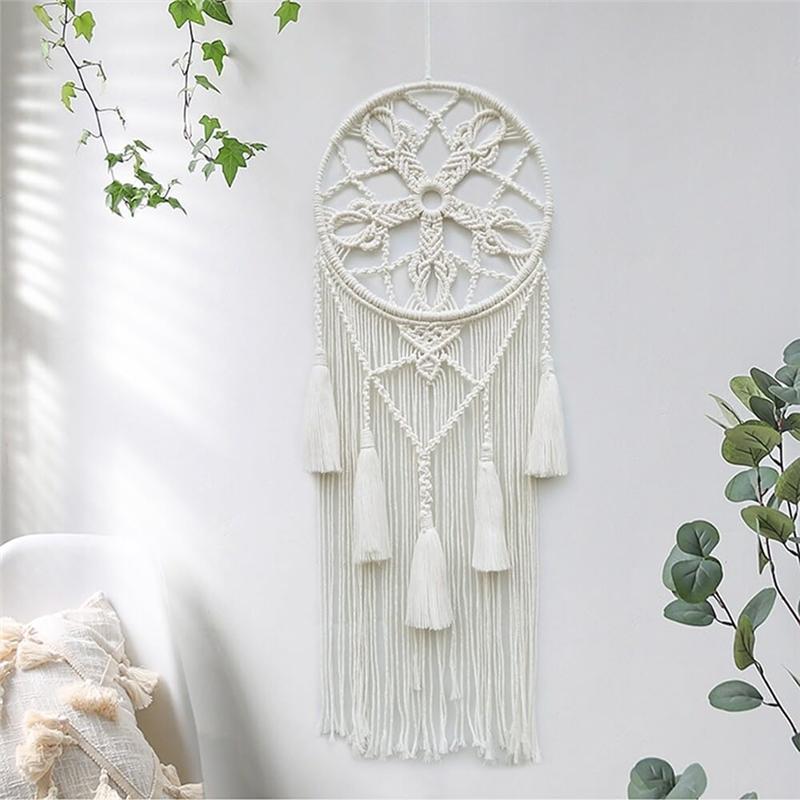AEE4-Macrame Dream Catchers For Bedroom Adult Dream Catcher Wall Decor Large Boho Wall Hanging With Woven Leaves Decoration
