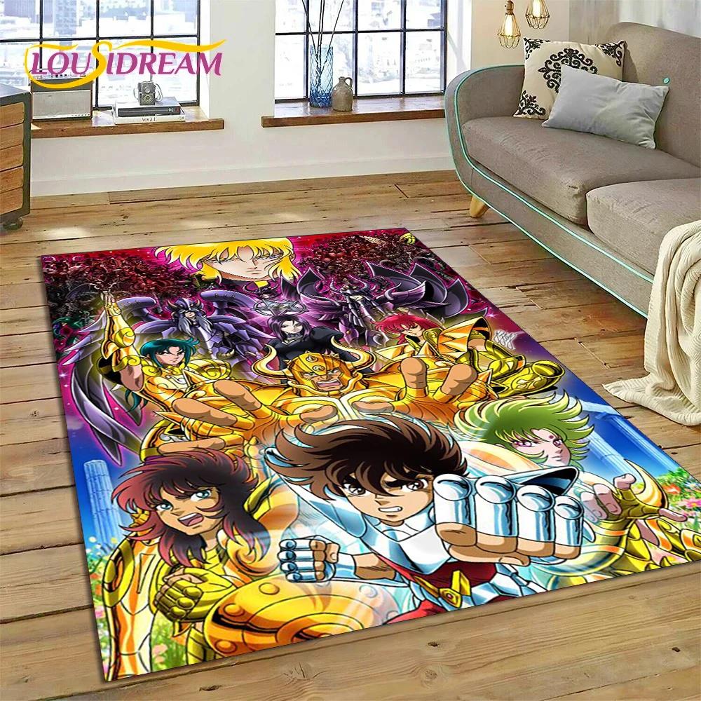 Cartoon Saint Seiya 3D Retro  Anime Rug Carpet for Living Room Bedroom Home Decor,Floor Mat Non-slip for Sofa Doormat Gift Kids