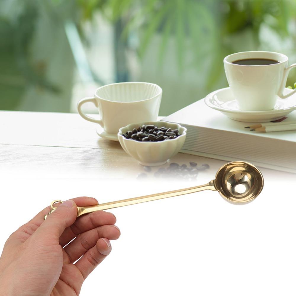 Long Handle Coffee Measuring Scoop Gold Stainless Steel Coffee Spoon Coffee Bean