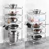 Multi-layer Kitchen Storage Holder Rack Stainless Steel Pot Kitchenware Pan Cover Shelf Room Corner Storage Rack Shelf Organizer