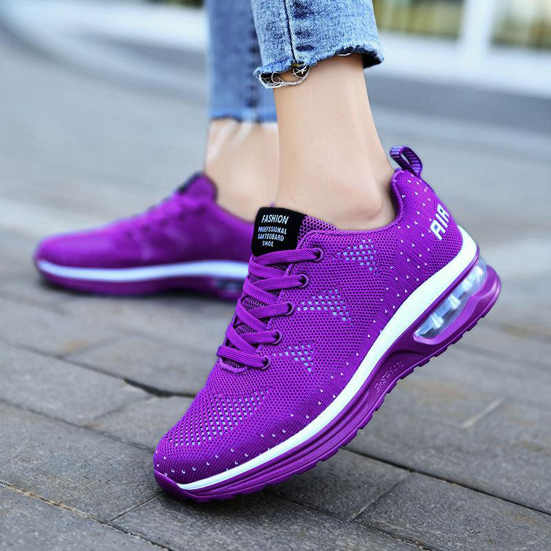Fashion Woman Sneakers Purple Sports Shoes Knitted Breathable Sneakers for Women Air Cushion Mesh Female Shoes Tennis Casual Shoes