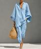 2026 Fashion Women's Solid Color, Casual Style Design Bat Sleeve V-Neck Lazy Loose Suit Women